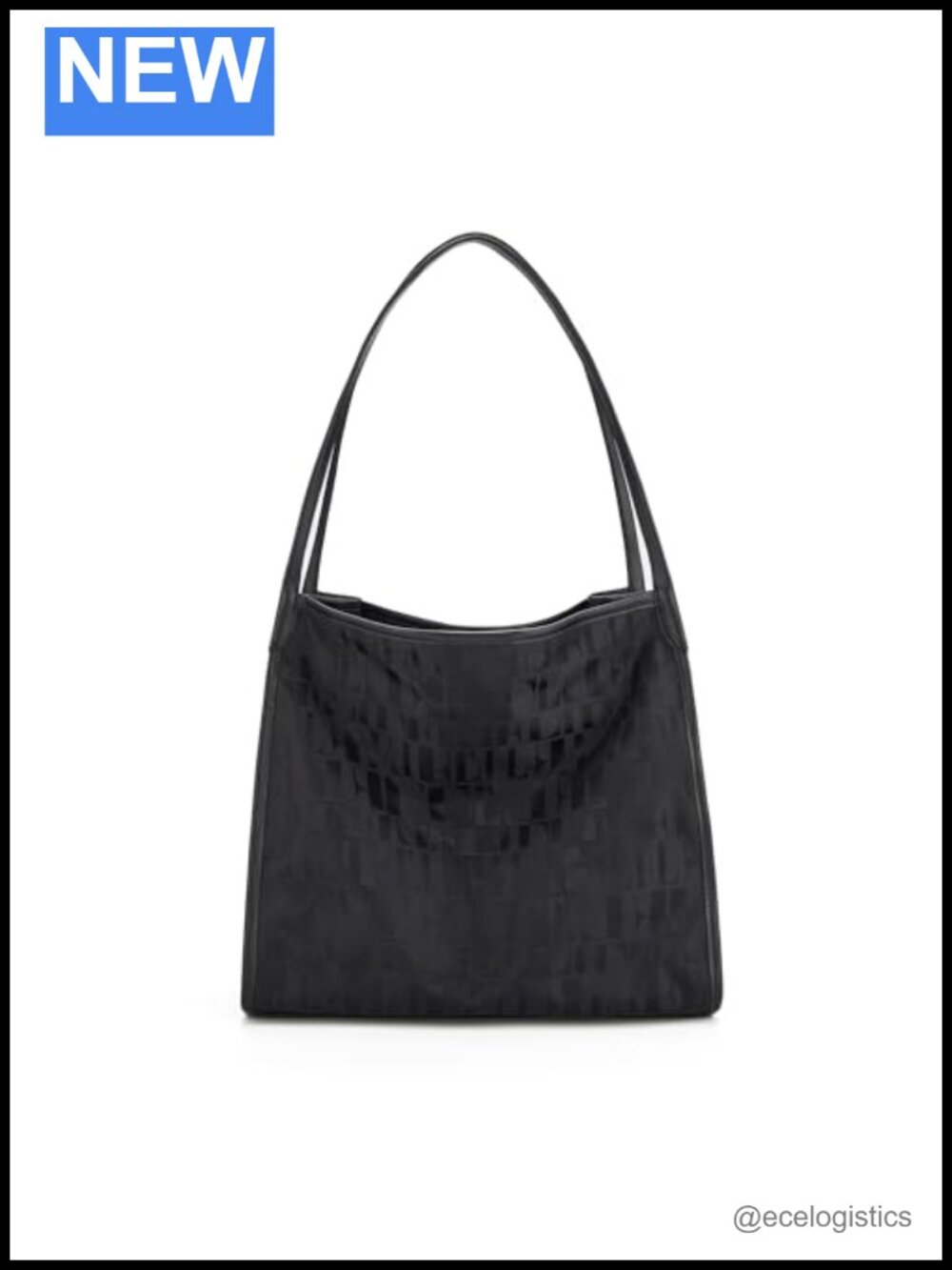 Genuine Leather Jacquard Monogram Tote Bag Large Shoulder Handbag